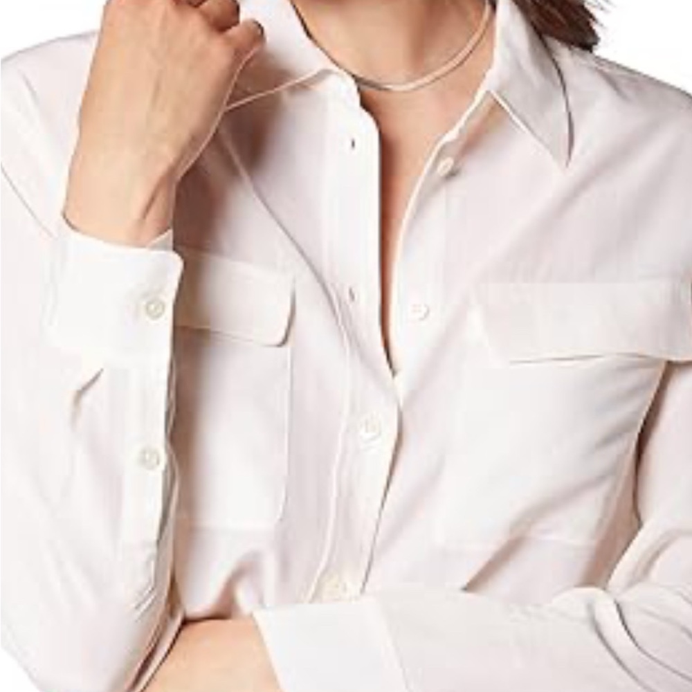 🛍️ Express Women’s Slim Fit Long Sleeve Portofino  Top Pink Sheer Blouse!! 🛍️